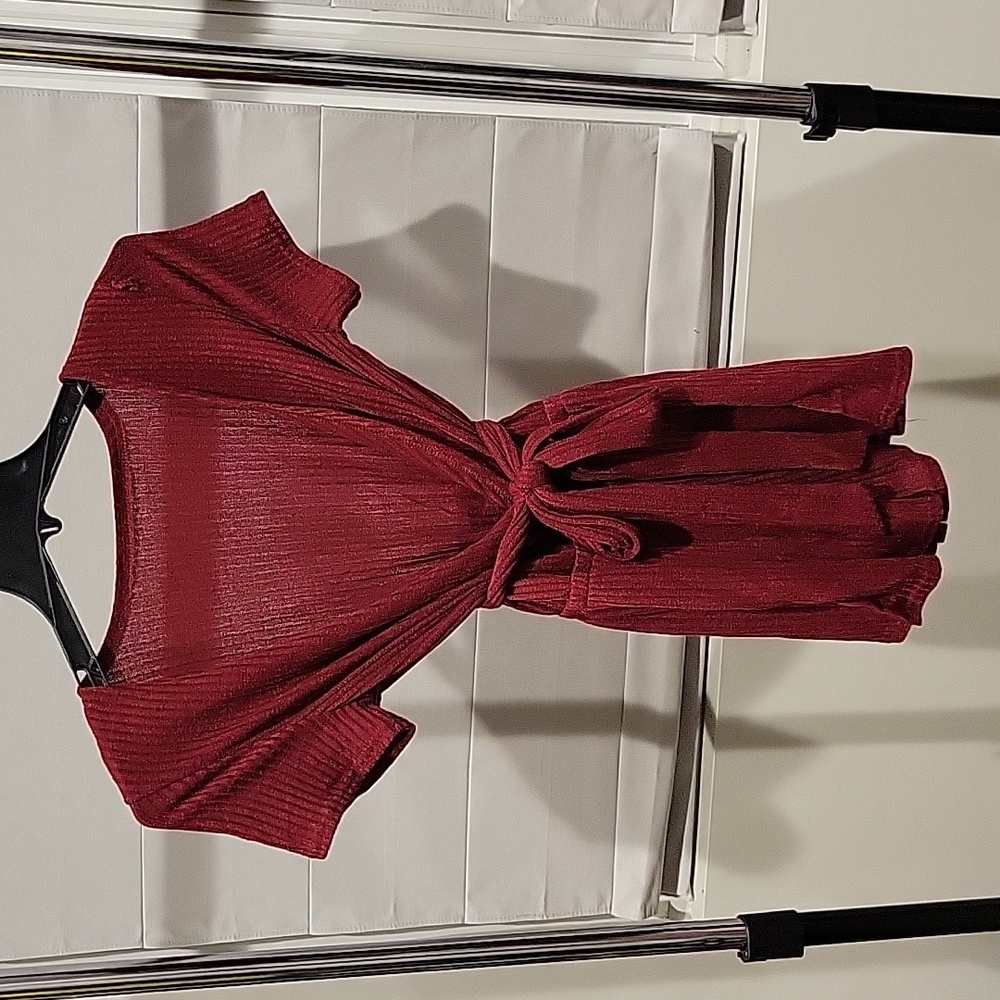 Burgundy V-neck Romper Small